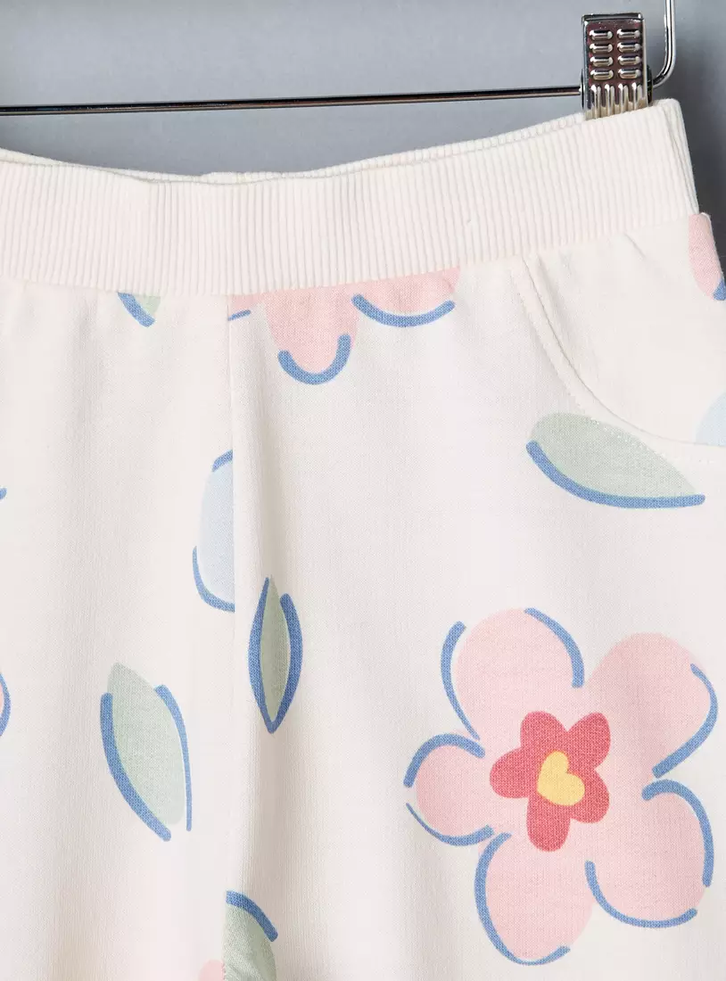 Floral Print Cotton Joggers-3