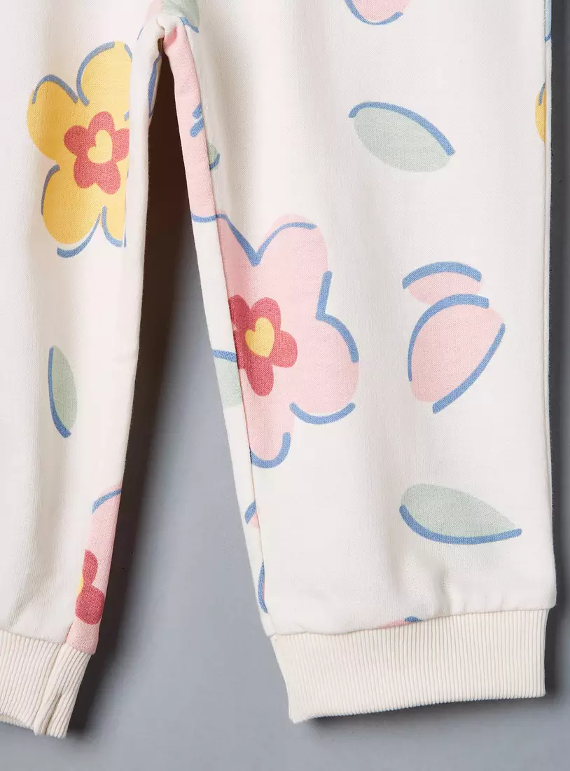 Floral Print Cotton Joggers-4