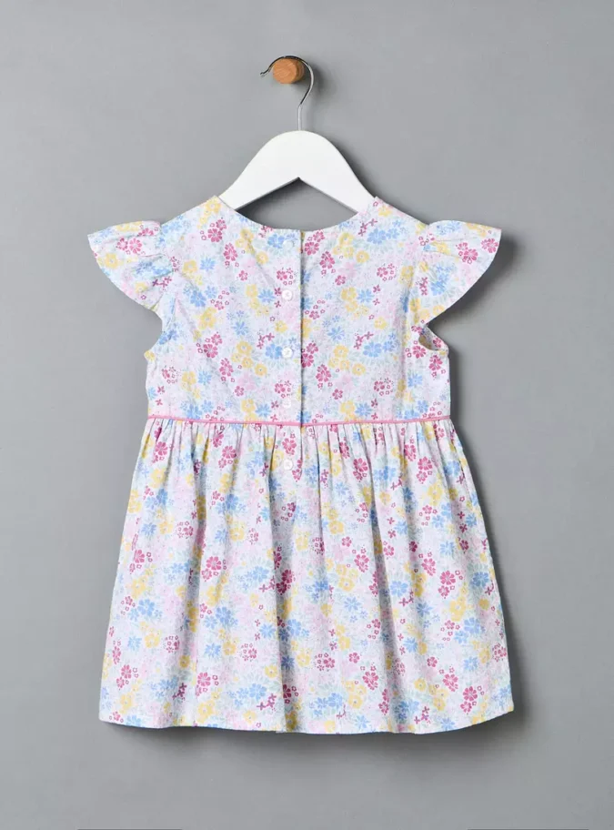 Floral Print Dress with Cap Sleeves-2