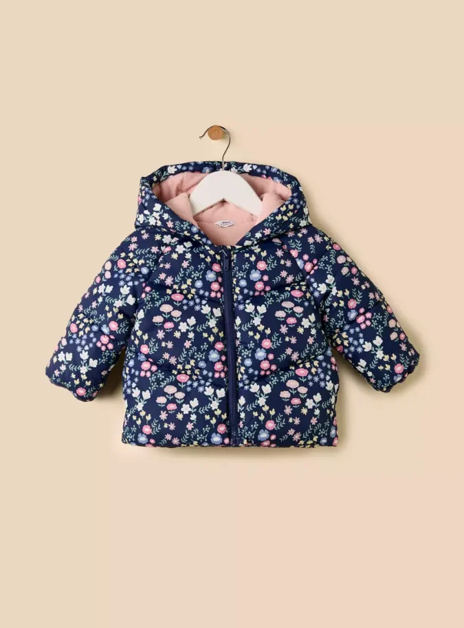 Floral Print Hooded Puffer Jacket-2
