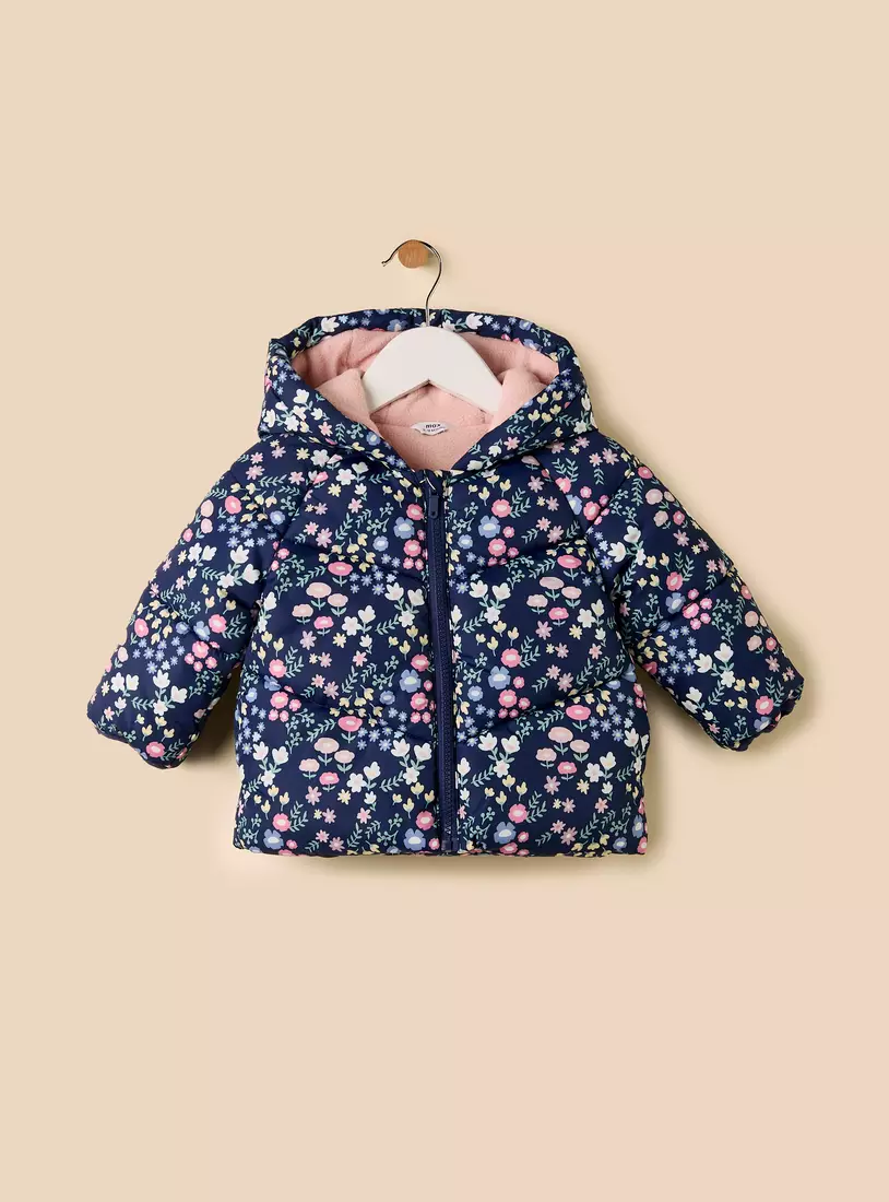 Floral Print Hooded Puffer Jacket-2