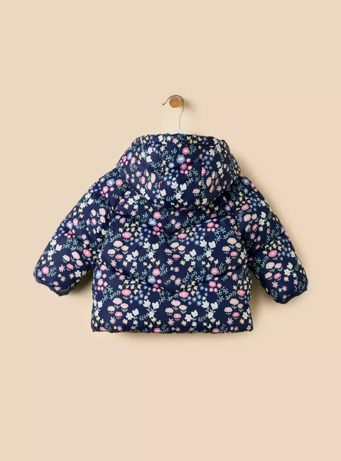 Floral Print Hooded Puffer Jacket-3
