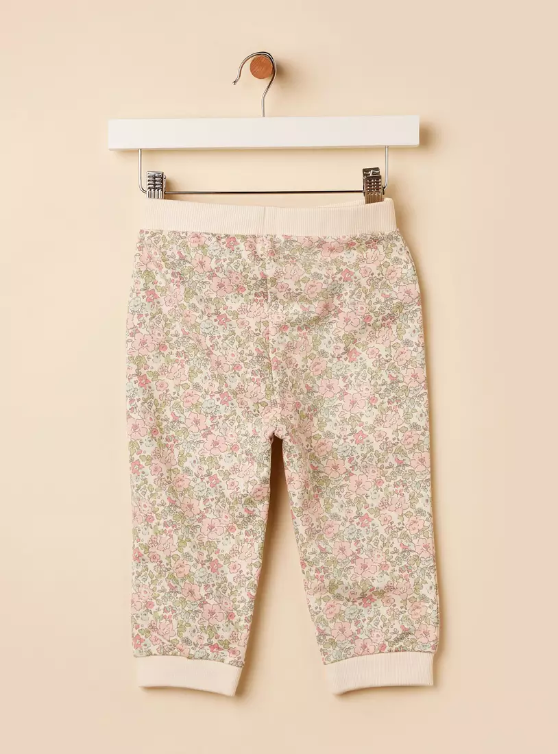 Floral Print Joggers with Ribbed Waistband-2