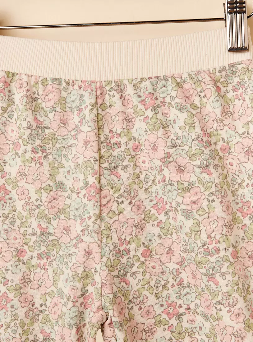 Floral Print Joggers with Ribbed Waistband-3