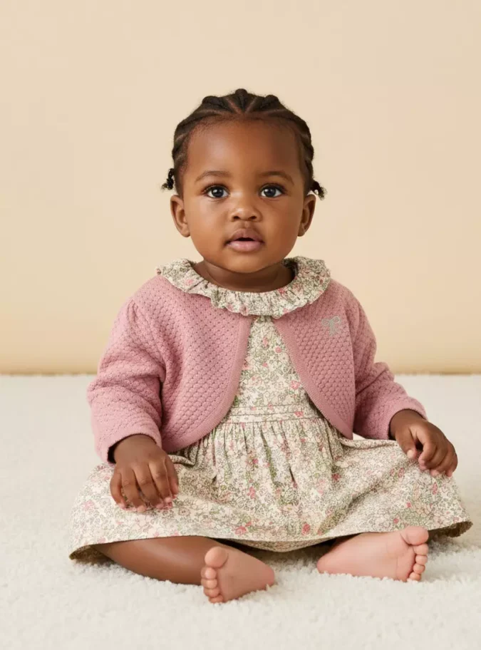 Floral Print Sleeveless Dress with Cardigan-1