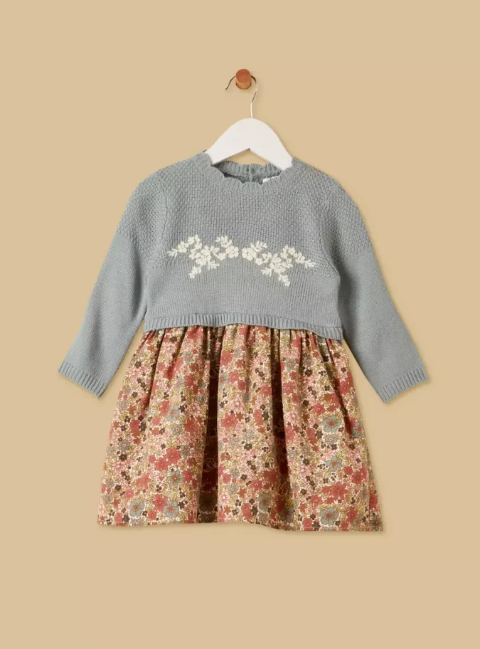 Floral Print Sweater Dress-2