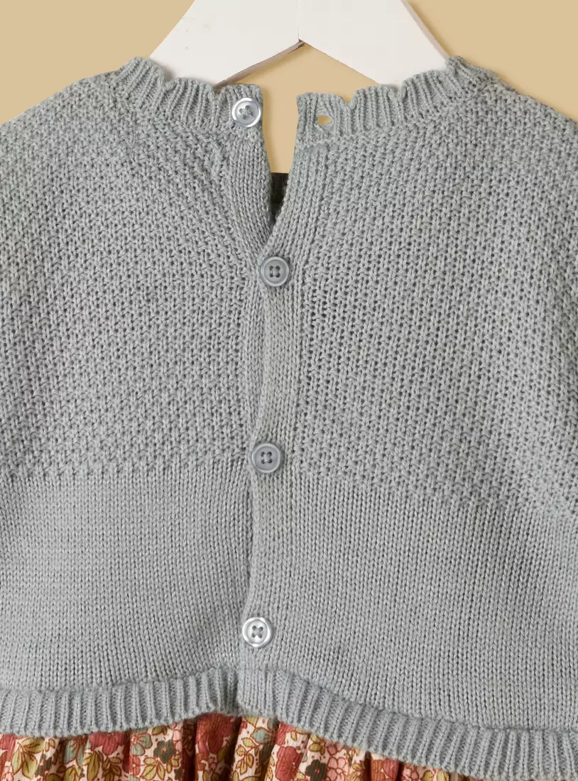 Floral Print Sweater Dress-4