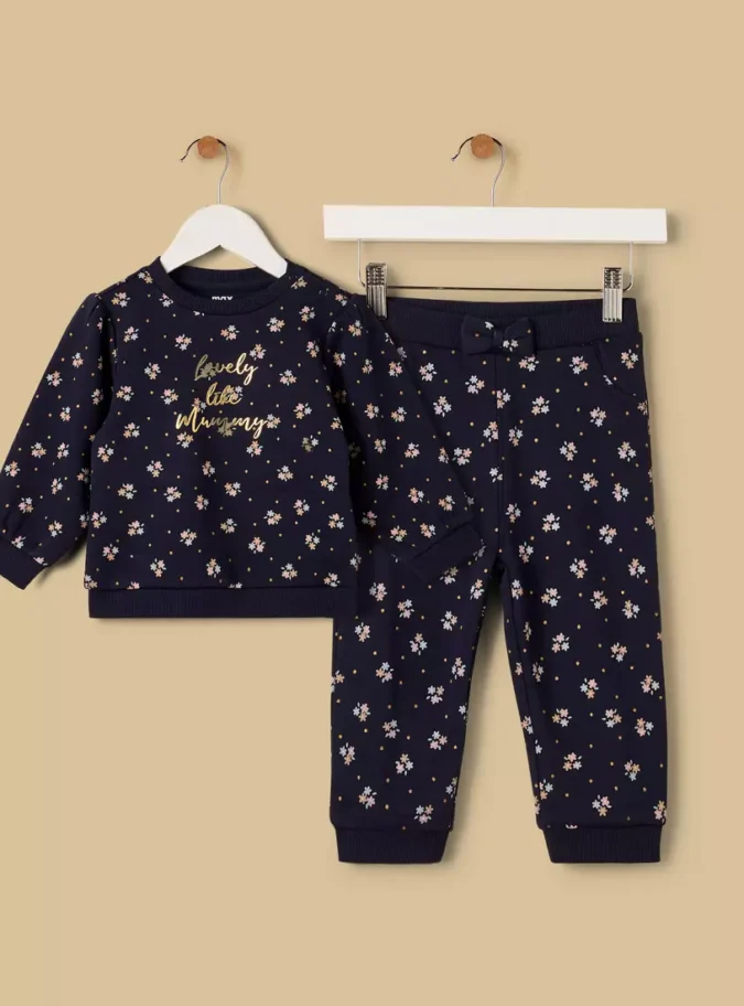 Floral Print Sweatshirt and Joggers Set-1