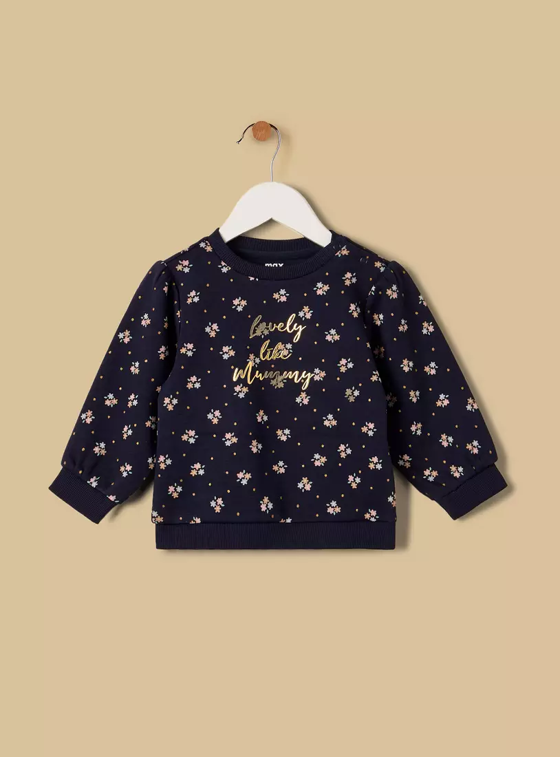 Floral Print Sweatshirt and Joggers Set-2