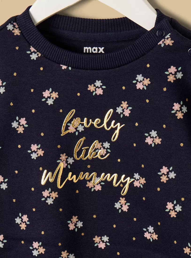 Floral Print Sweatshirt and Joggers Set-4