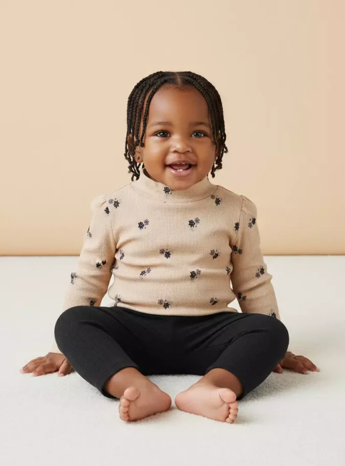 Floral Print Turtleneck T-shirt-1