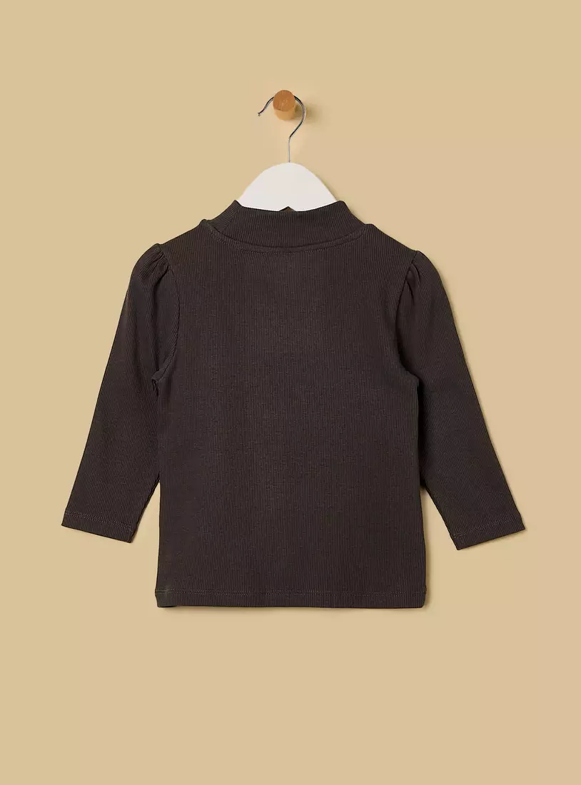 Floral Print Turtleneck T-shirt-2