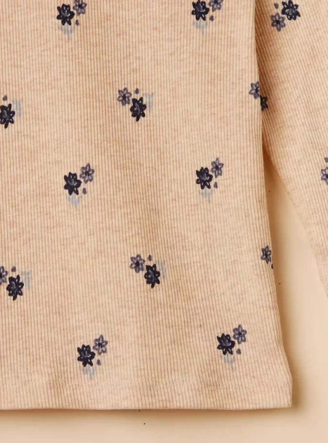 Floral Print Turtleneck T-shirt-4