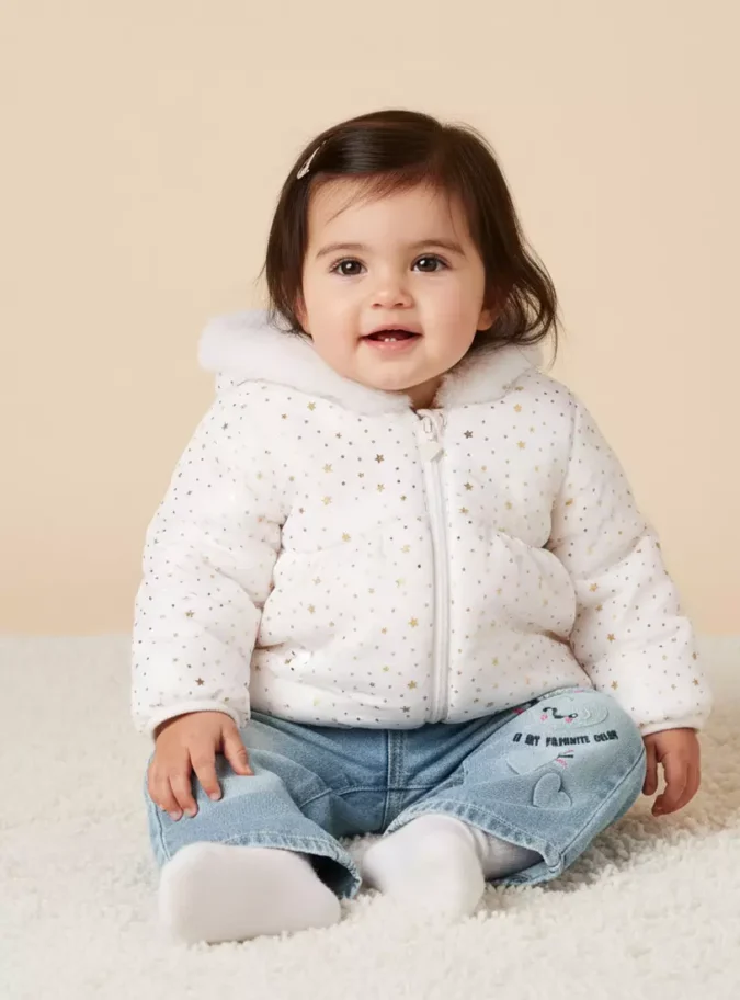 Foil Print Hooded Puffer Jacket-1