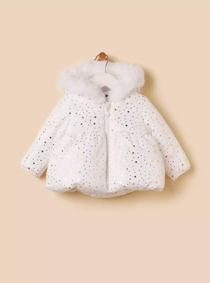 Foil Print Hooded Puffer Jacket-2
