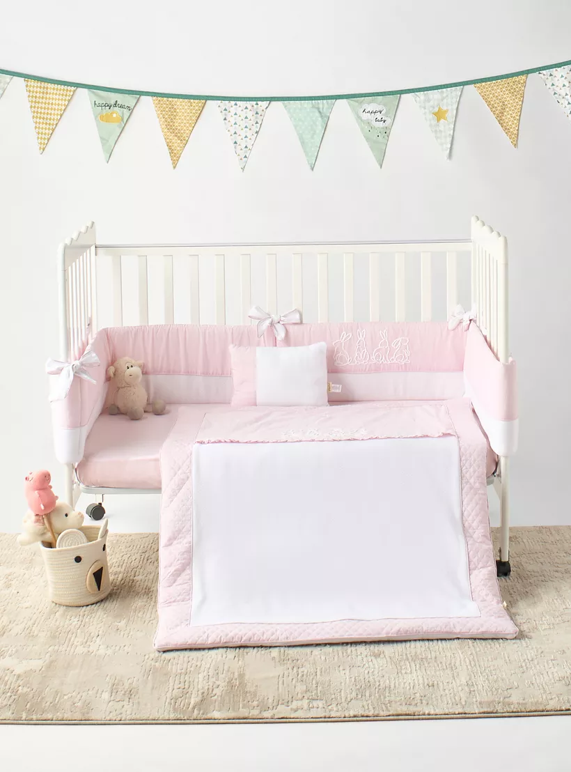 Giggles Bunny Embroidered Cot Bumper - 30x400 cms-2