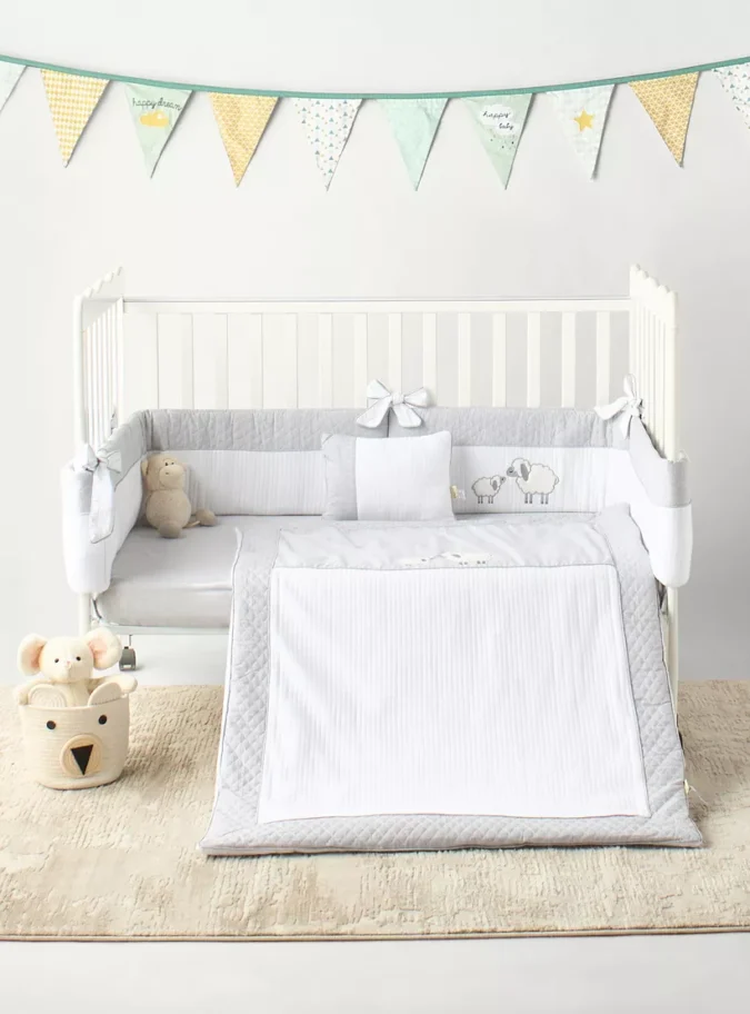 Giggles Sheep Applique Fitted Sheet - 70x130x20 cms-2