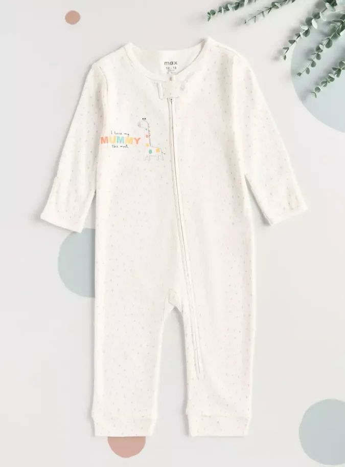 Giraffe Print Cotton Sleepsuit with Bib2