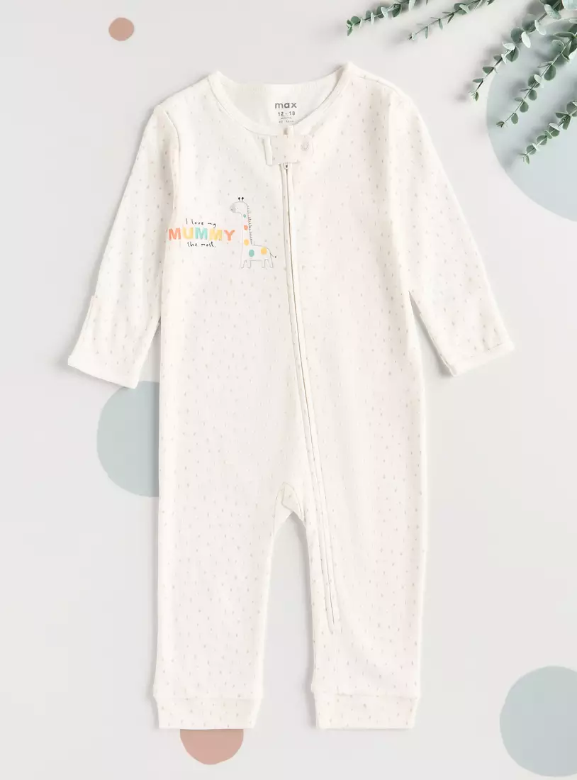 Giraffe Print Cotton Sleepsuit with Bib2