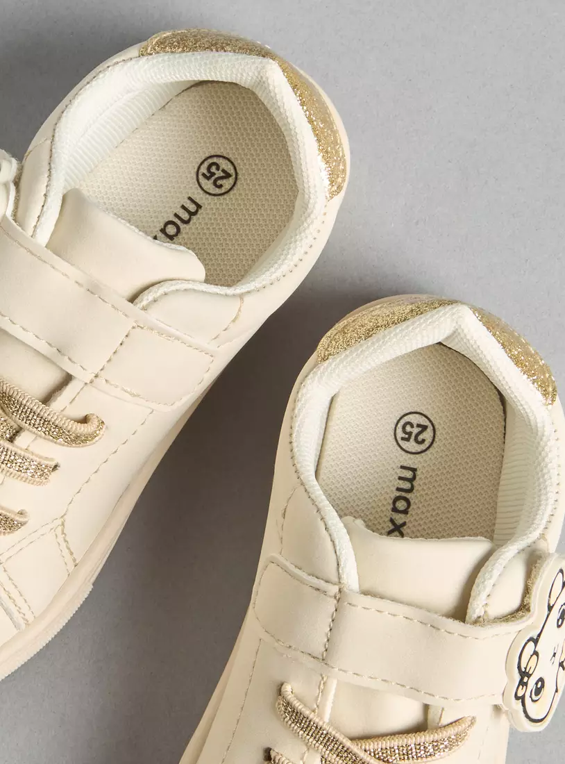 Glitter Embellished Sneakers with Hook and Loop Closure-2