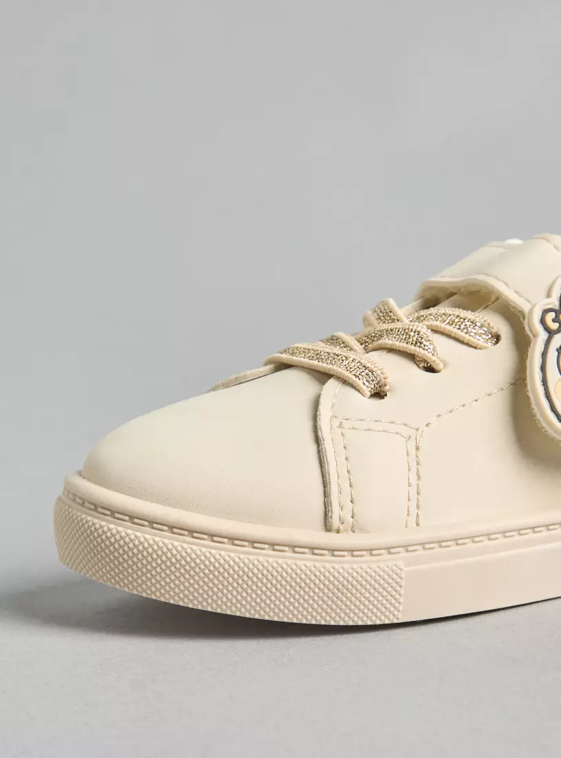 Glitter Embellished Sneakers with Hook and Loop Closure-3