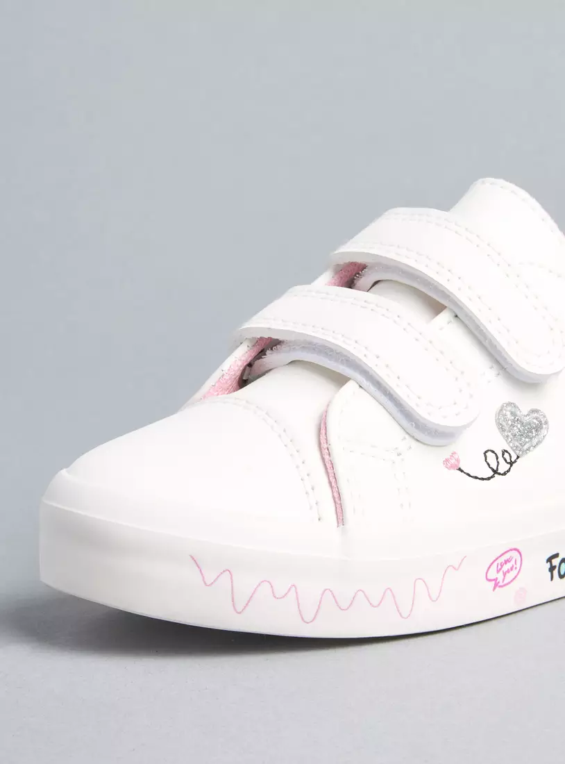 Graffiti Print Sneakers with Hook and Loop Closure-3