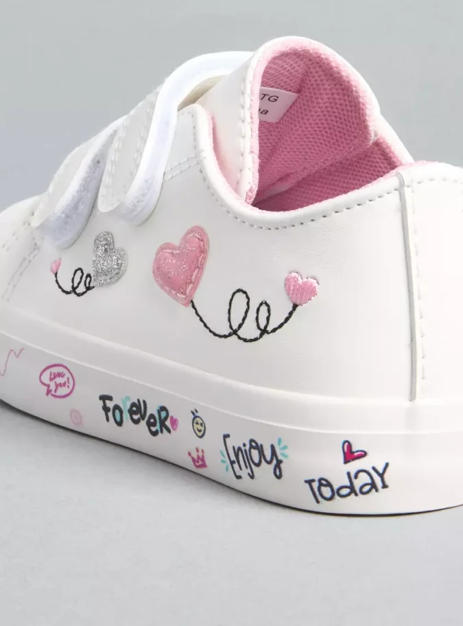 Graffiti Print Sneakers with Hook and Loop Closure-4