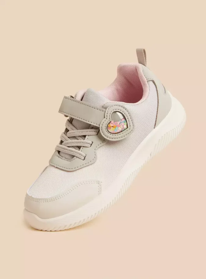 Heart Accent Sports Shoes with Hook and Loop Closure-1