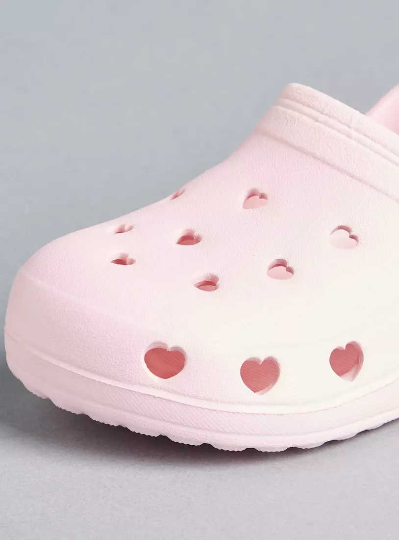 Heart Cutout Detail Clogs with Backstrap-3