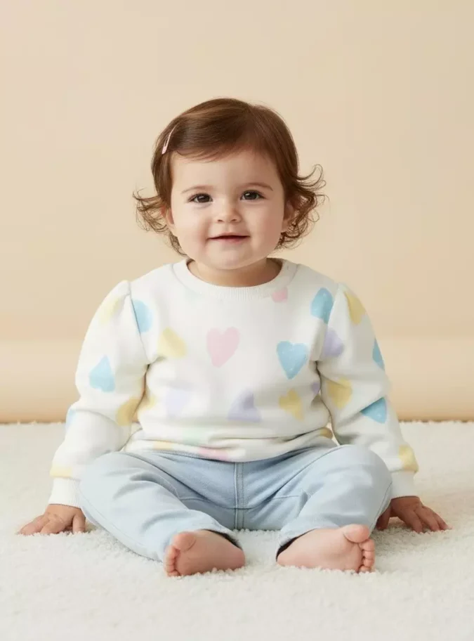 Heart Print Sweatshirt-1