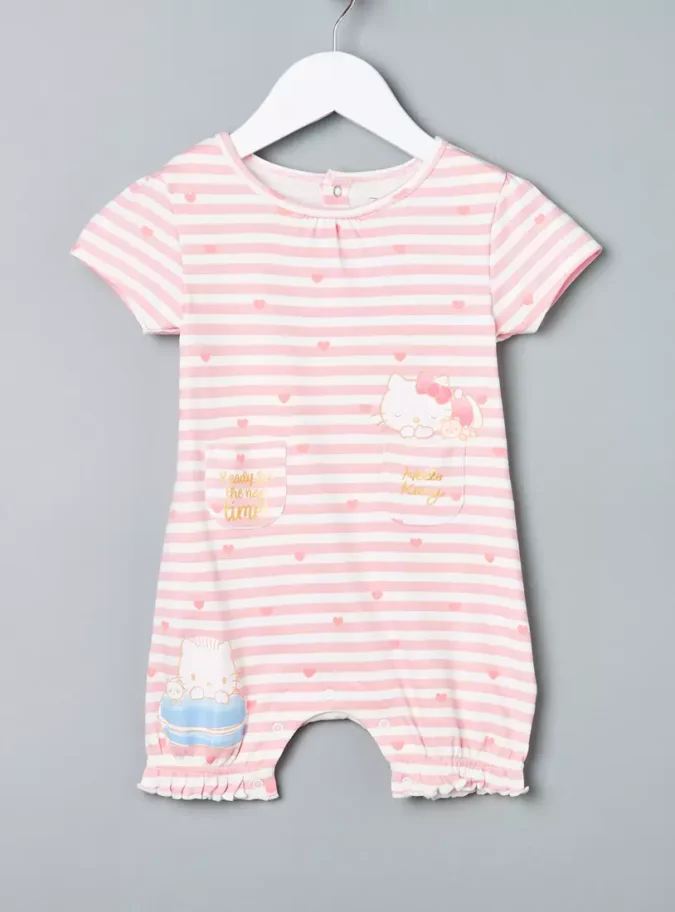 Hello Kitty Print Cotton Bodysuit and Romper Set-2