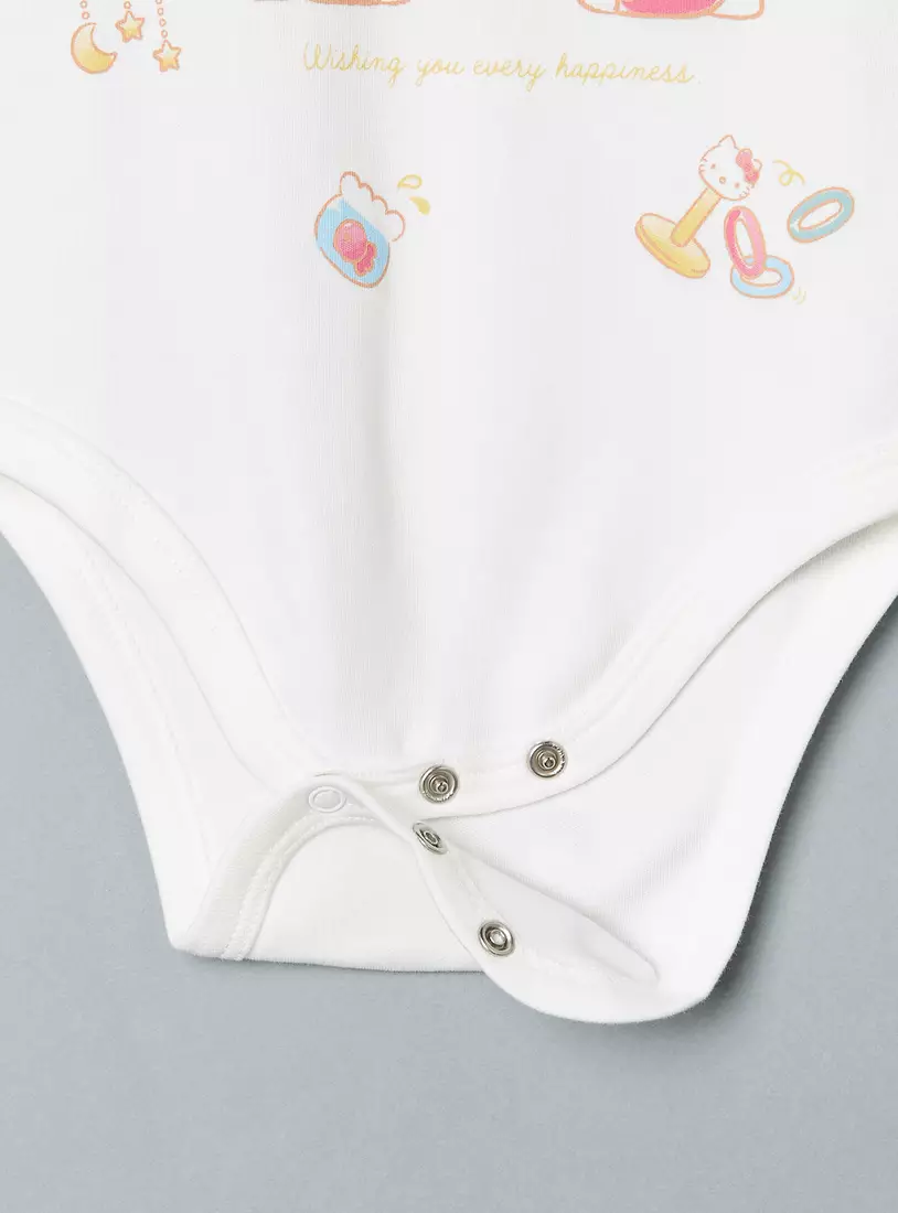 Hello Kitty Print Cotton Bodysuit and Romper Set-4