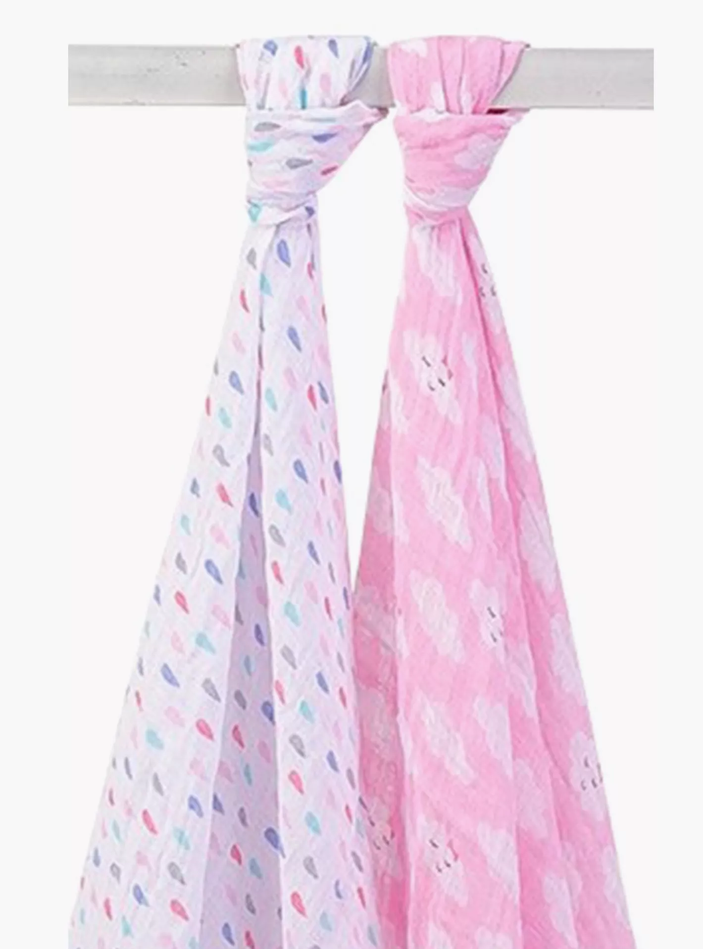 Hudson Baby 2-Piece Muslin Swaddle Blankets - Pink - Cloudy-2