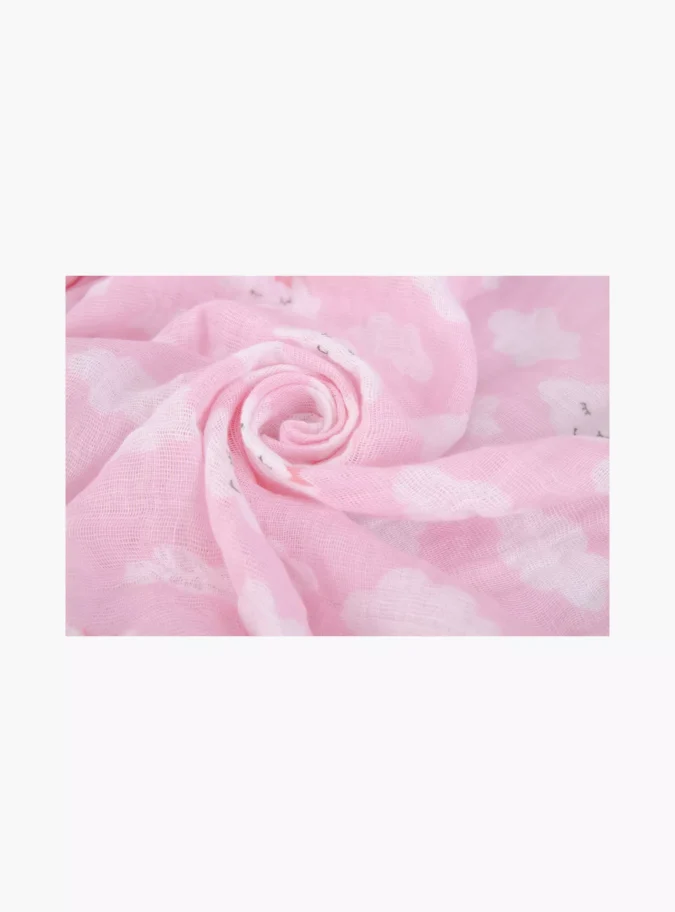 Hudson Baby 2-Piece Muslin Swaddle Blankets - Pink - Cloudy-3