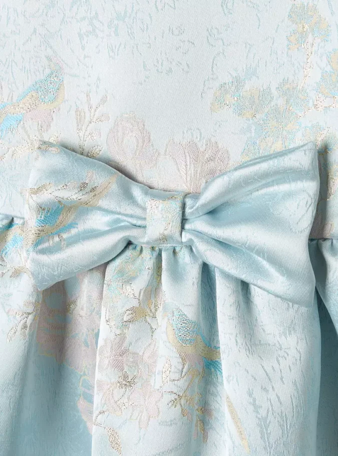 Jacquard Sleeveless Dress with Bow Applique-4