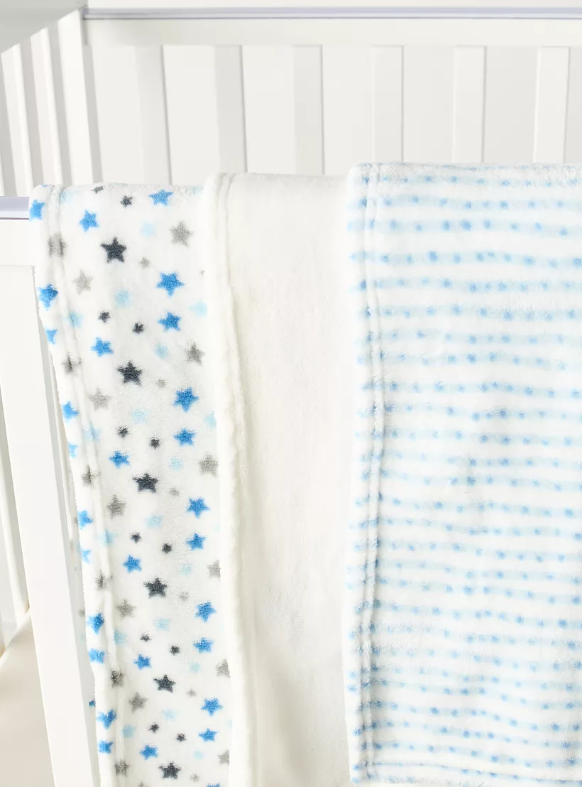 Juniors 3-Piece Assorted Fleece Raschel Blanket Set - 76x102 cm-2