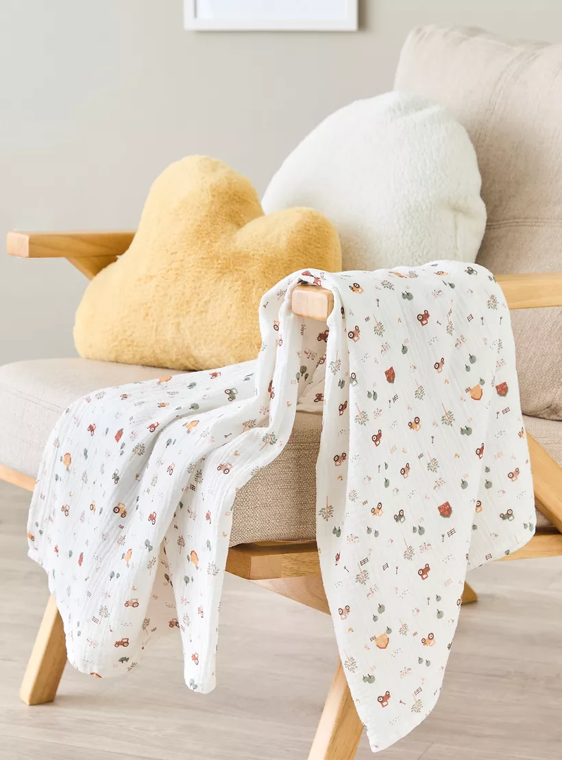 Juniors Farmyard Print 3-Piece Muslin Swaddle Blanket Set -2