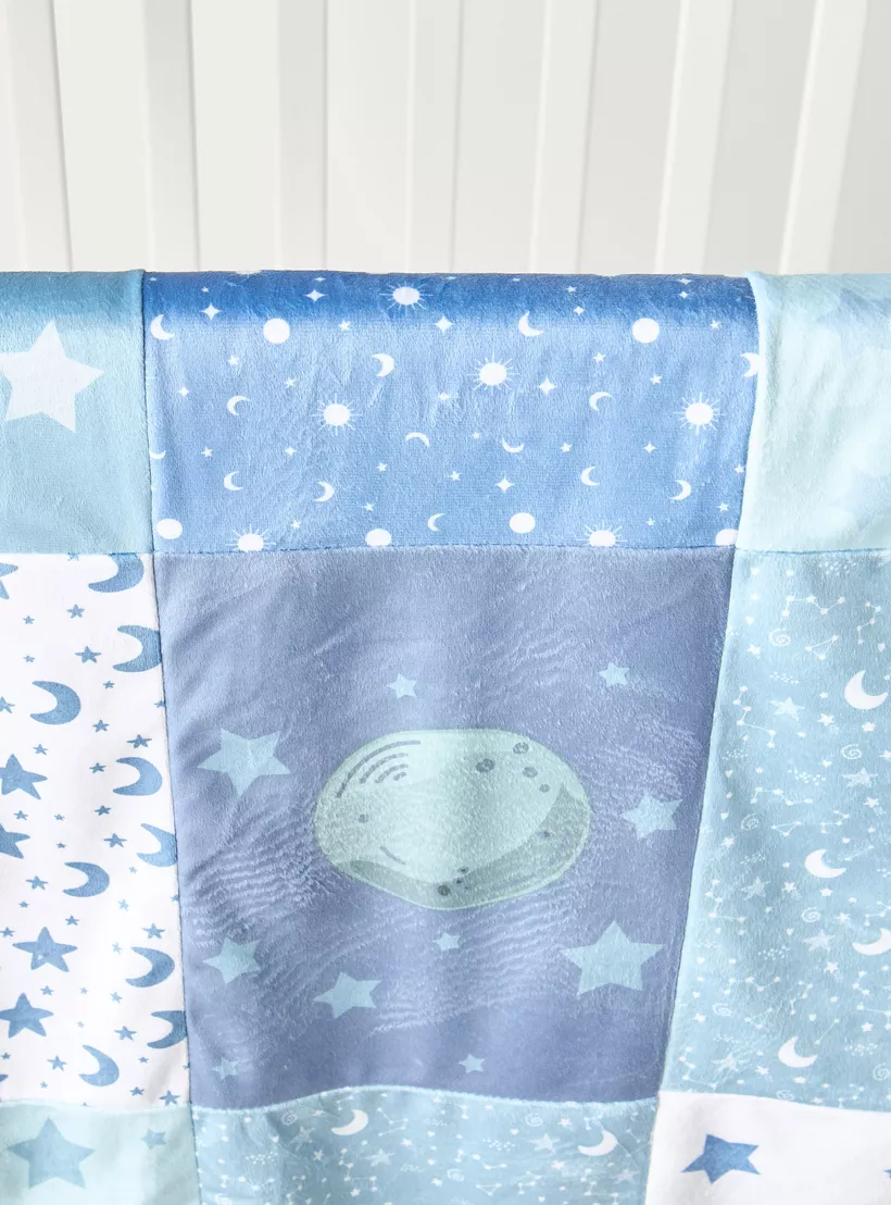 Juniors Space Print Sherpa Raschel Blanket - 76x102 cm-2