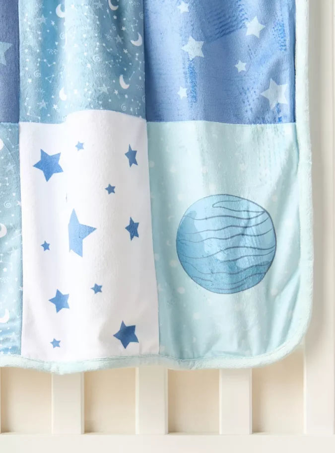Juniors Space Print Sherpa Raschel Blanket - 76x102 cm-3