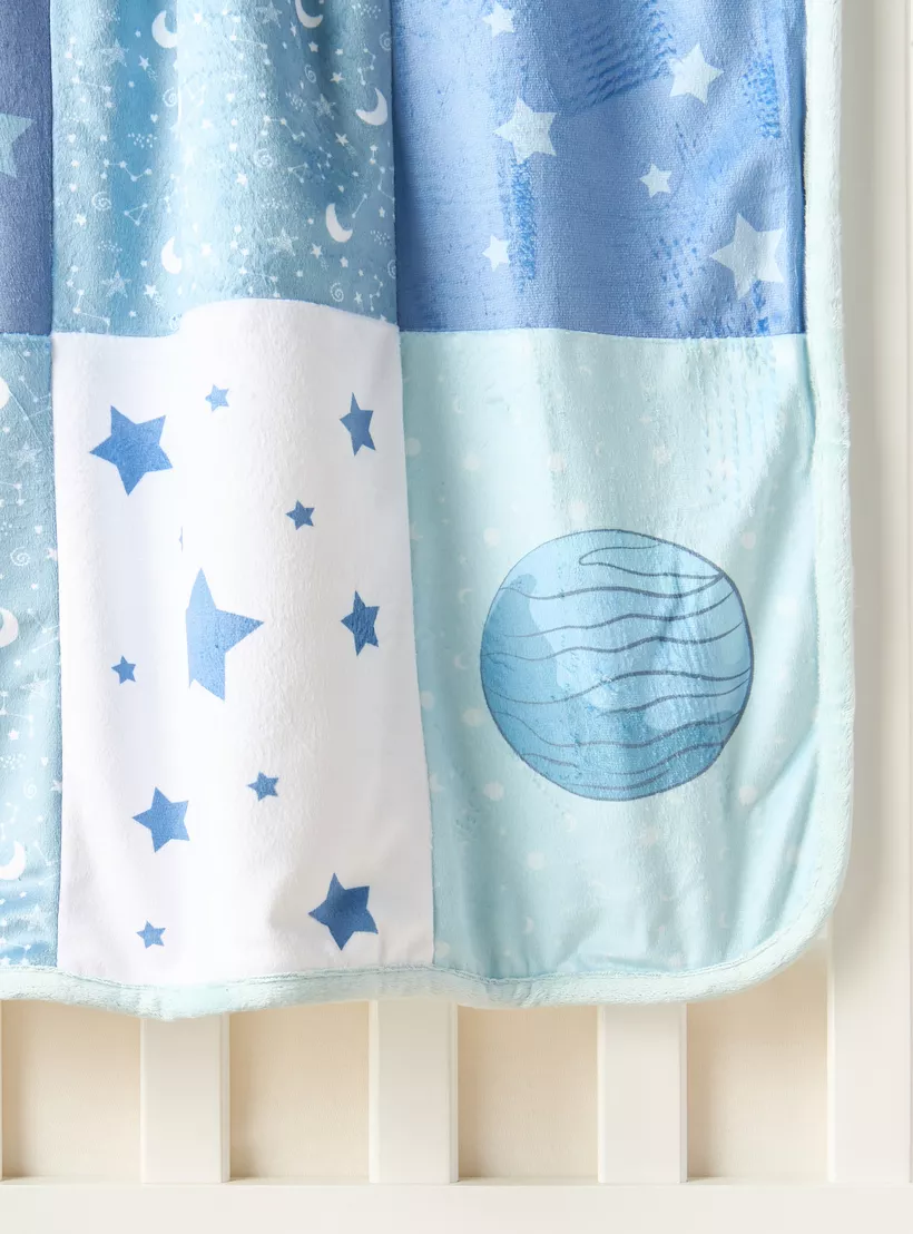 Juniors Space Print Sherpa Raschel Blanket - 76x102 cm-3