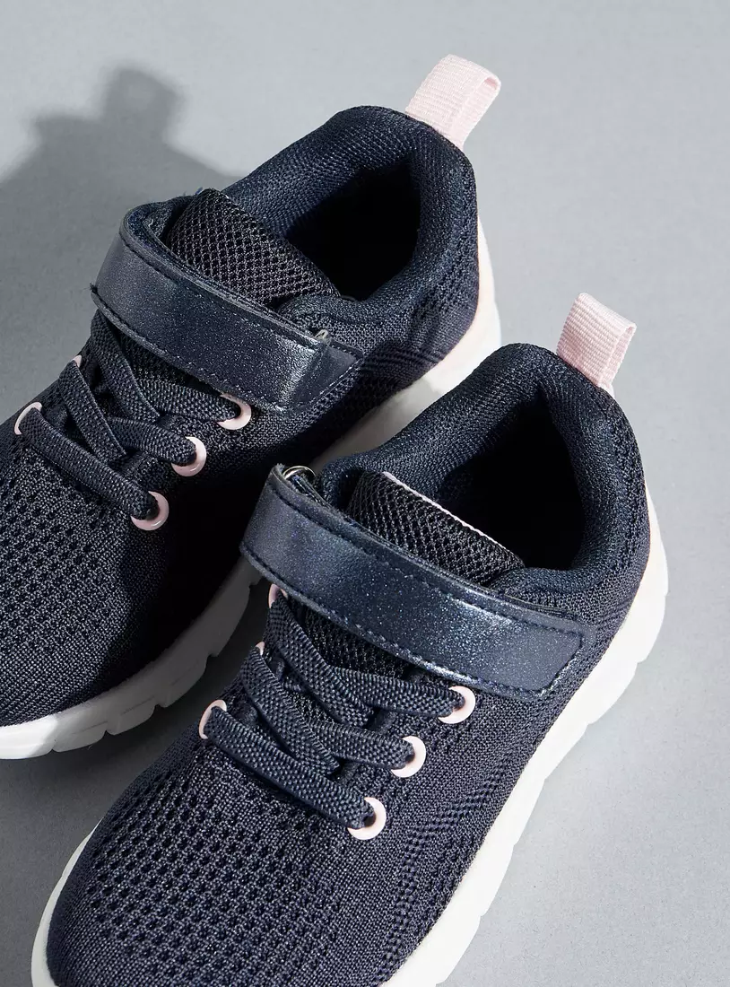 Mesh Detail Sports Shoes with Hook and Loop Closure-2