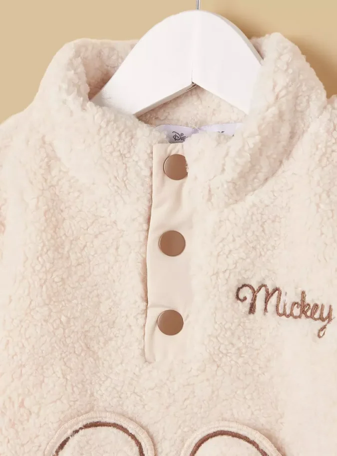 Mickey Mouse Applique Borg Jacket-4