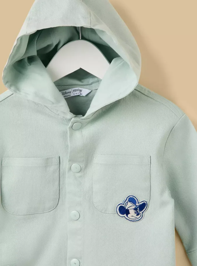 Mickey Mouse Print Hooded Shacket-