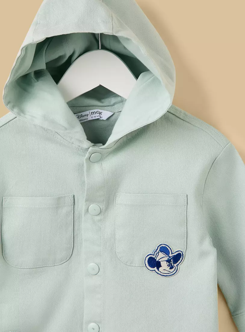 Mickey Mouse Print Hooded Shacket-