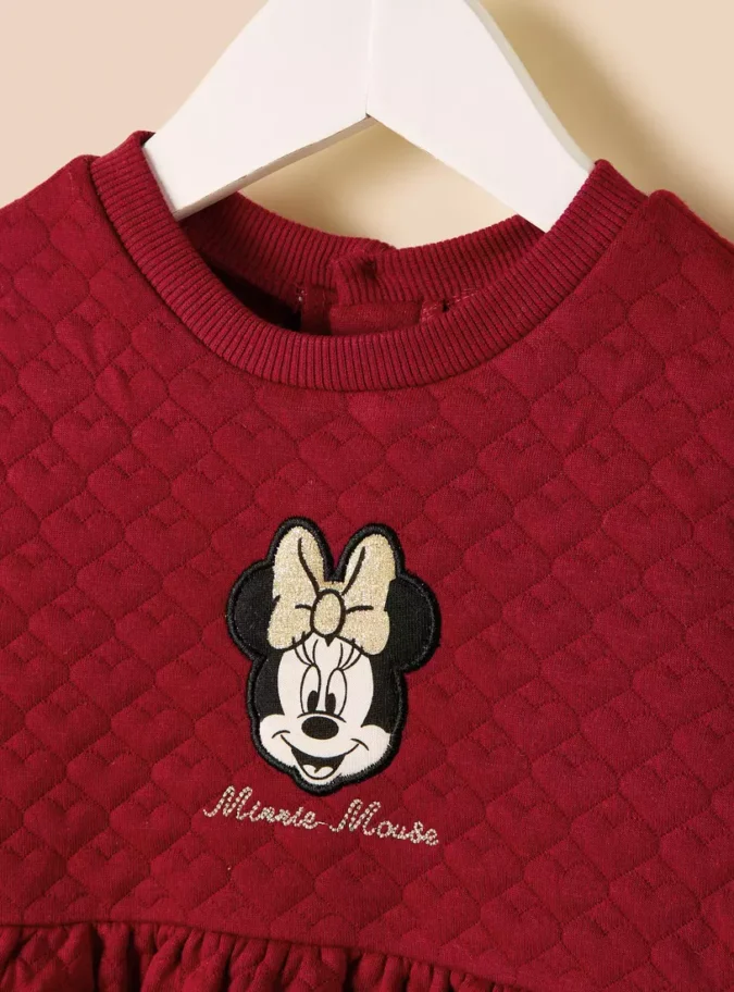 Minnie Mouse Applique Quilted Sweat Dress with Stockings-3