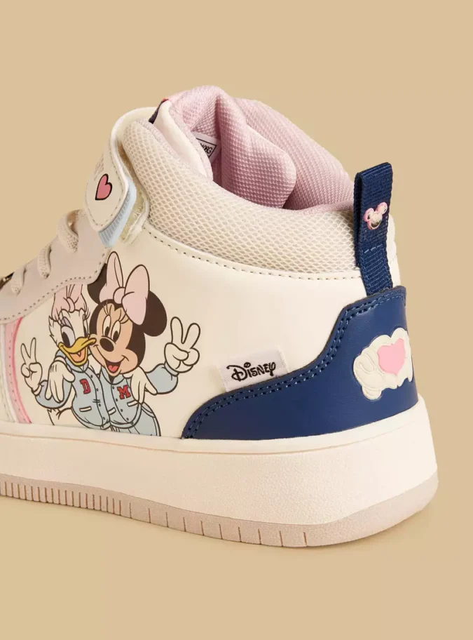 Minnie Mouse Print High Top Sneakers with Hook and Loop Closure-3