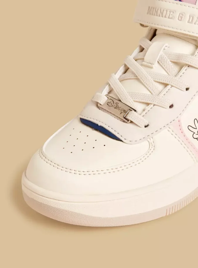 Minnie Mouse Print High Top Sneakers with Hook and Loop Closure-4