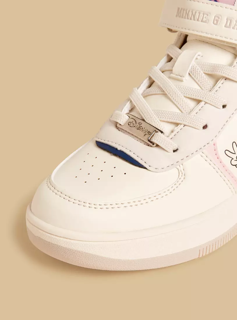 Minnie Mouse Print High Top Sneakers with Hook and Loop Closure-4