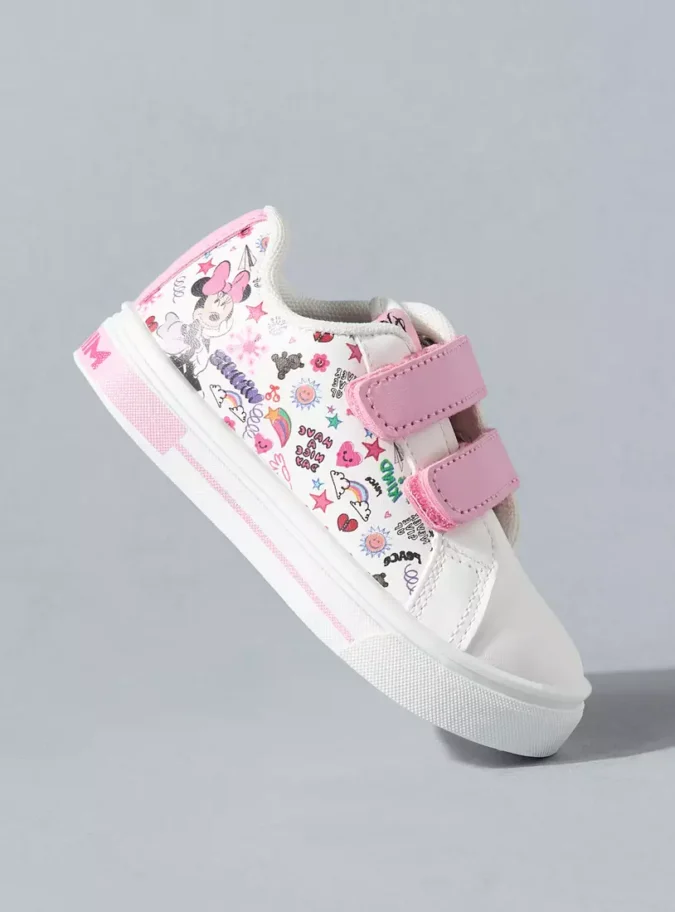 Minnie Mouse Print Sneakers with Hook and Loop Closure-1