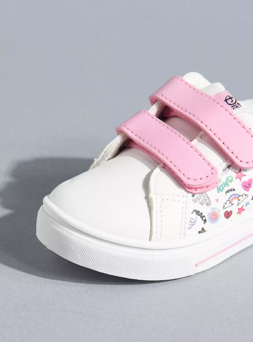 Minnie Mouse Print Sneakers with Hook and Loop Closure-3